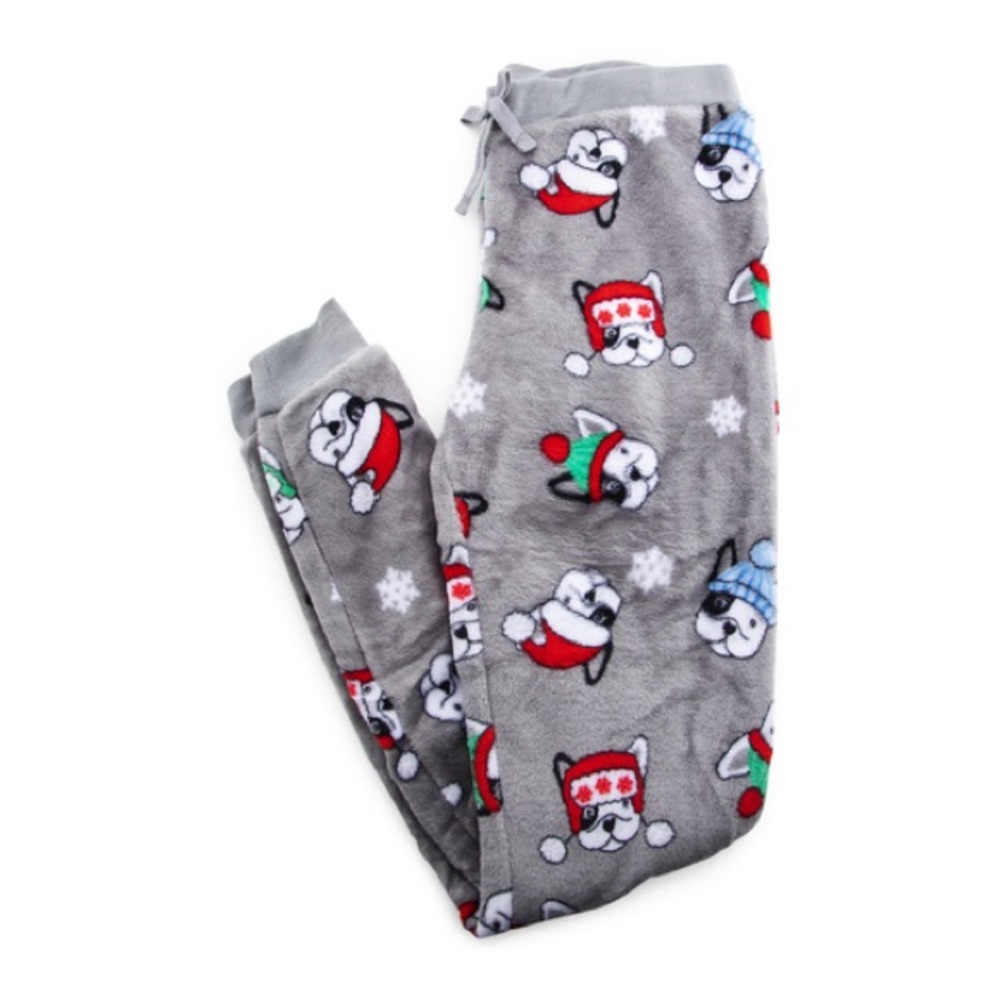 NWOT juniors plush joggers - dogs w/ hats